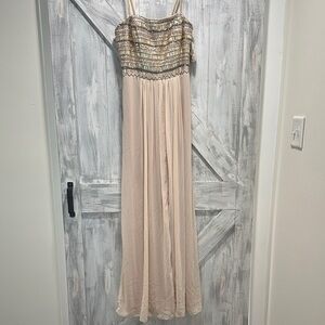 Gold and Cream Strapless Gown